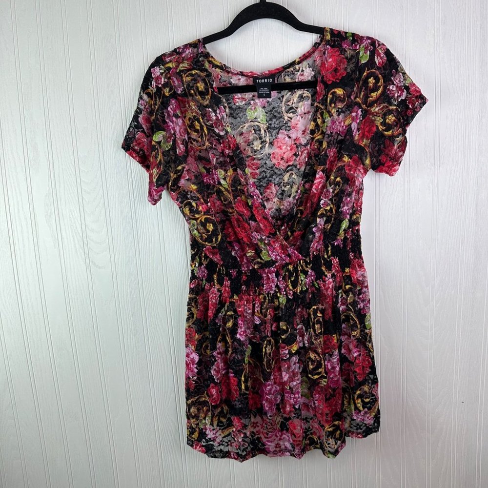 Torrid Lace Dress / Coverup Floral Print Size Large